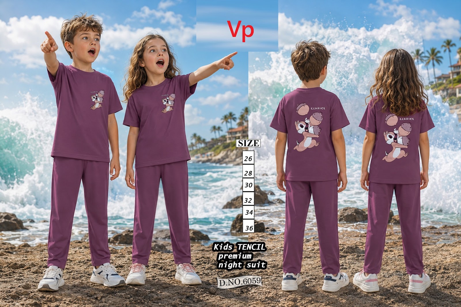 0108 Dno 6059 Tencil Vp Unisex Kids Co Ord Set Wholesale