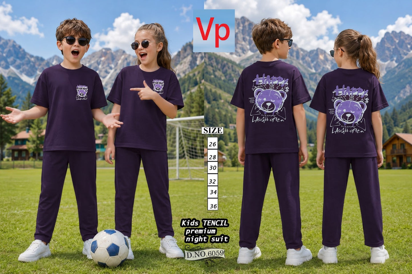 0108 Dno 6059 Tencil Vp Unisex Kids Co Ord Set Wholesale