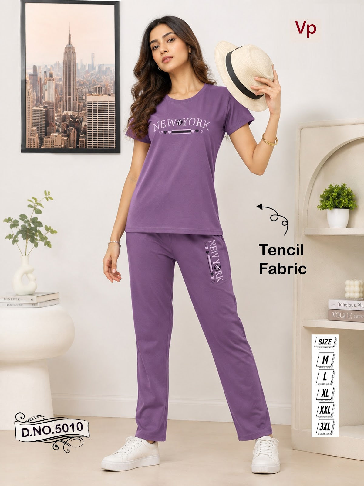 0109 Dn 5010 Vp Tencil Pyjama Night Suits Supplier