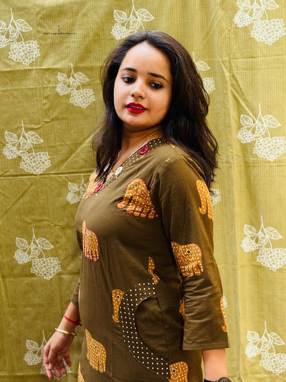 050525 Design Kaso Cotton Kurti Plazzo Set Supplier India