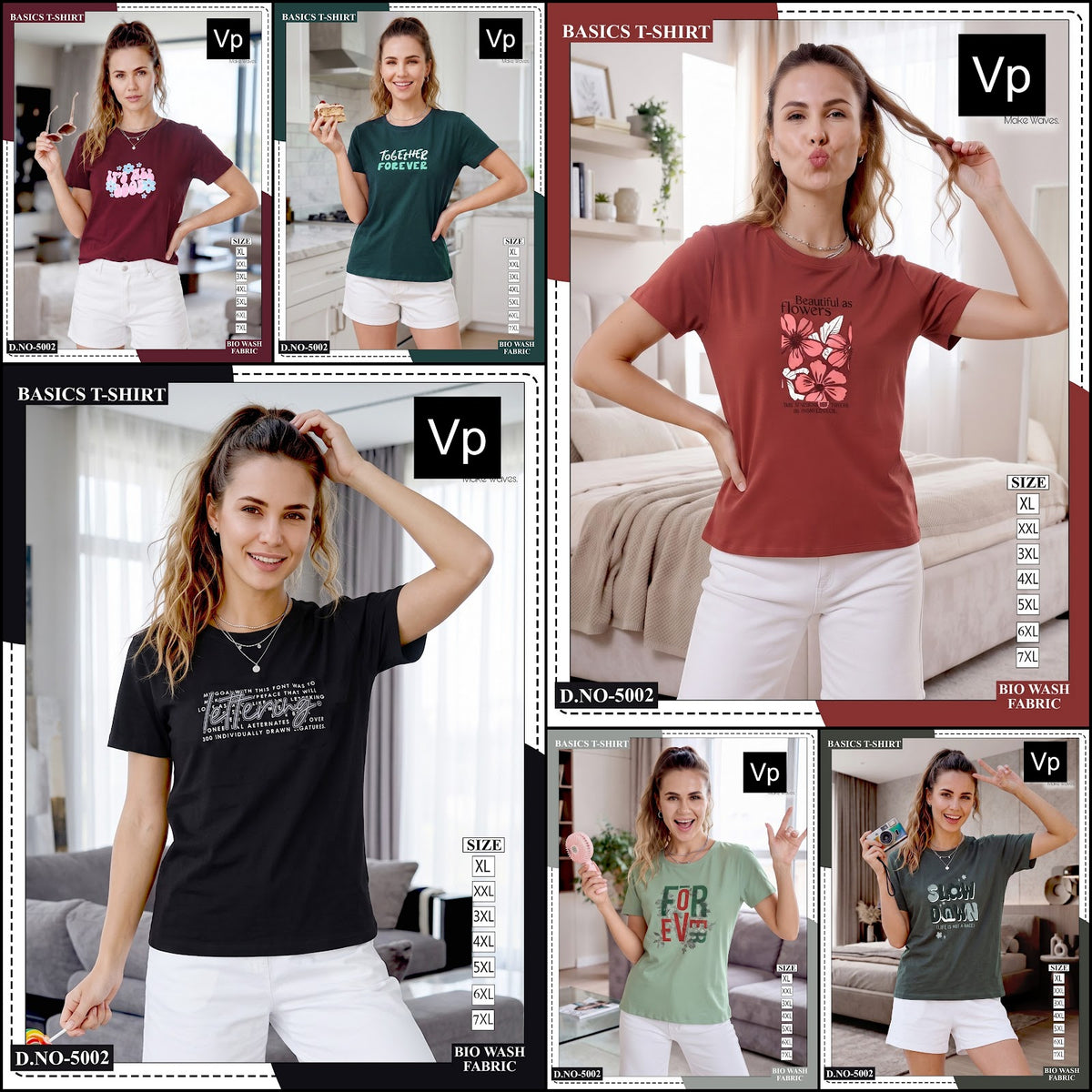 0510 Dn 5002 Vp Biowash Women Tshirt Supplier India