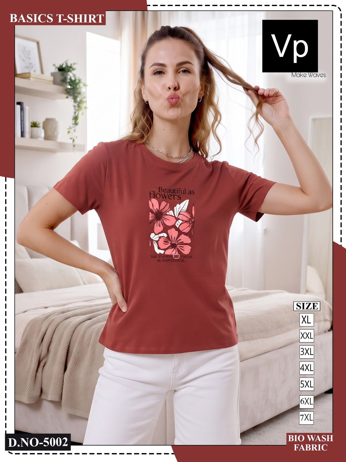 0510 Dn 5002 Vp Biowash Women Tshirt Supplier India