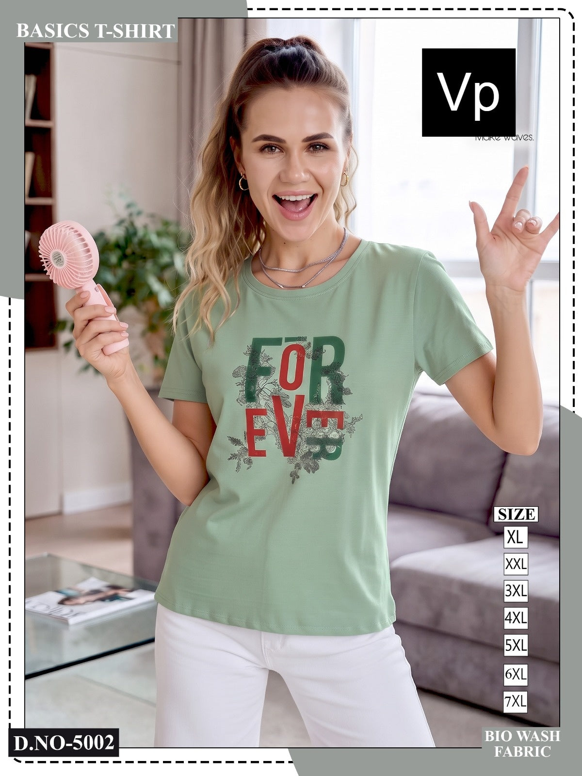 0510 Dn 5002 Vp Biowash Women Tshirt Supplier India