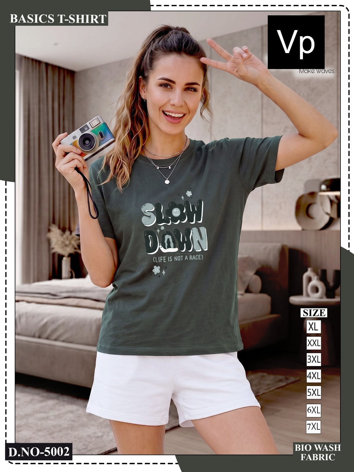 0510 Dn 5002 Vp Biowash Women Tshirt Supplier India