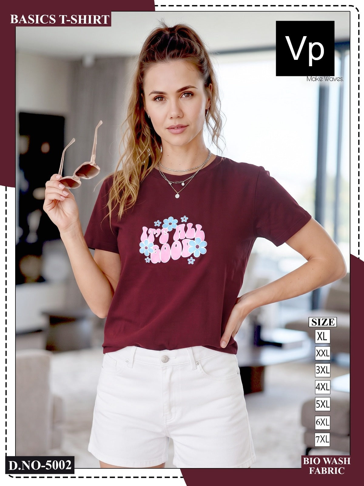 0510 Dn 5002 Vp Biowash Women Tshirt Supplier India