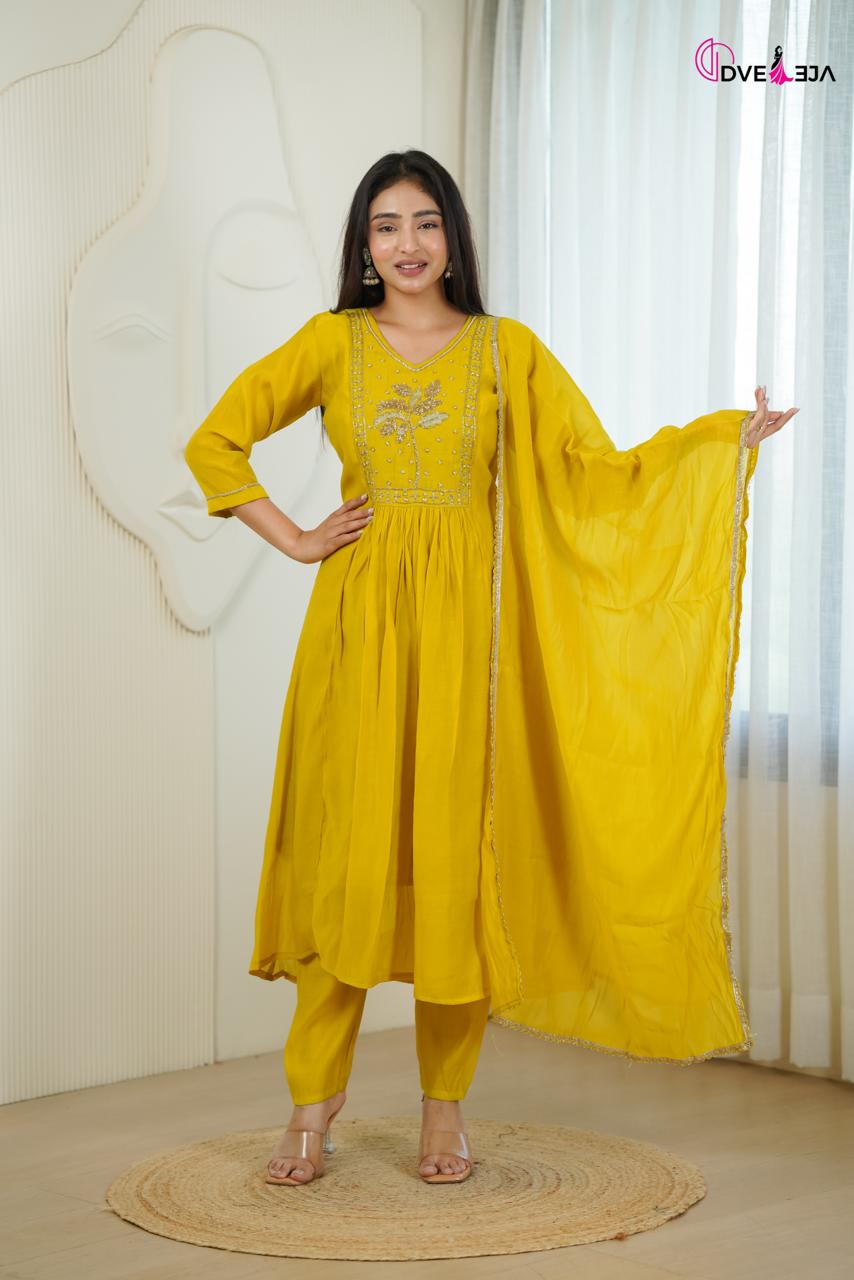 0610 Anamika Series Dveeja Fashion Chanderi Readymade Pant Style Suits Exporter Ahmedabad
