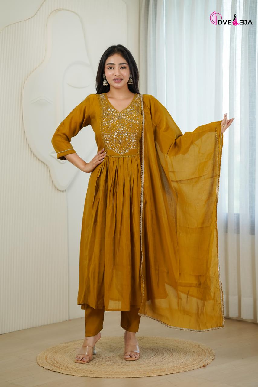 0610 Anamika Series Dveeja Fashion Chanderi Readymade Pant Style Suits Exporter Ahmedabad