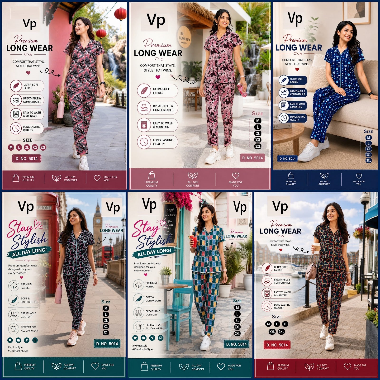 0806 Design 5014 Vp Cotton Collar Night Suits Manufacturer