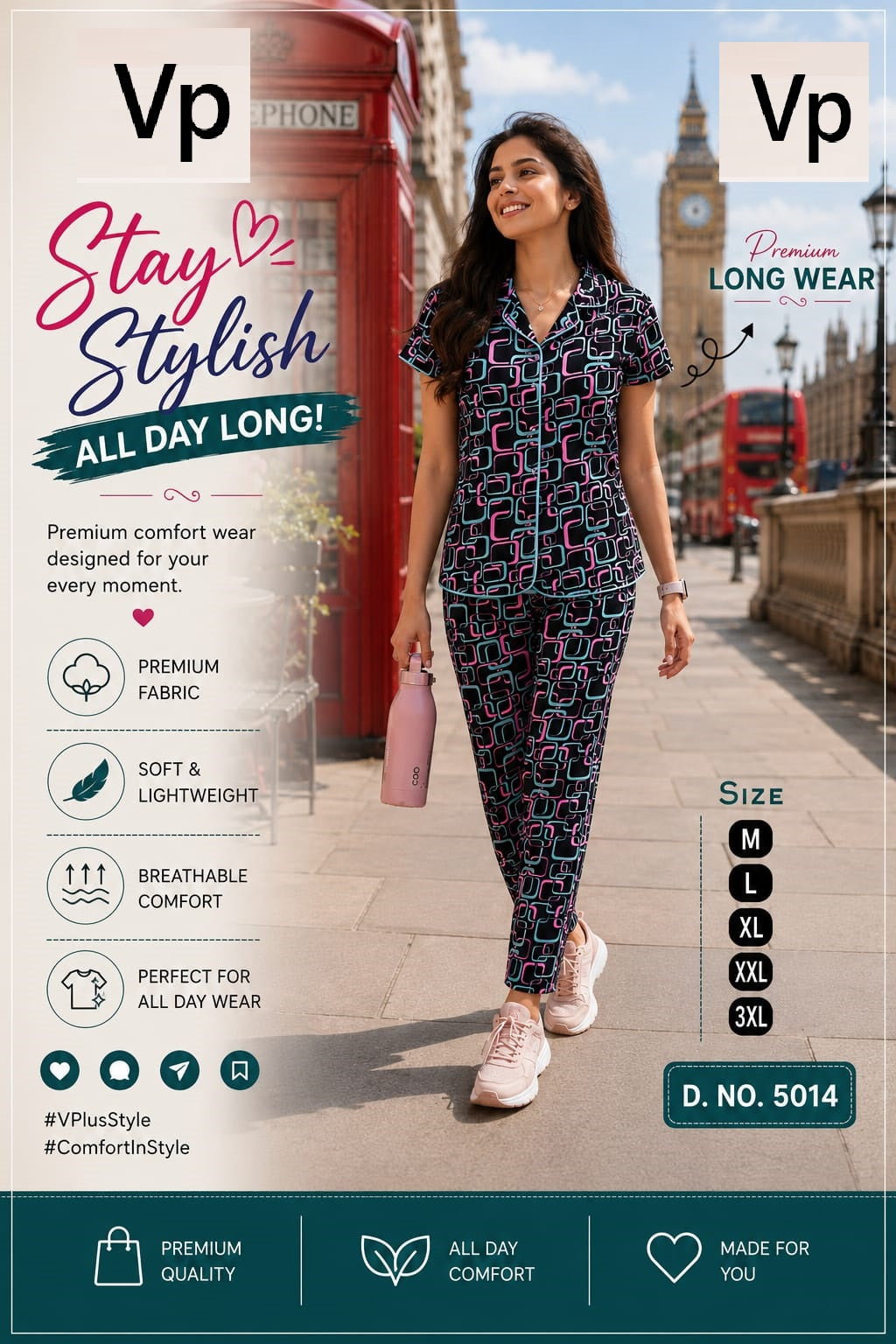 0806 Design 5014 Vp Cotton Collar Night Suits Manufacturer