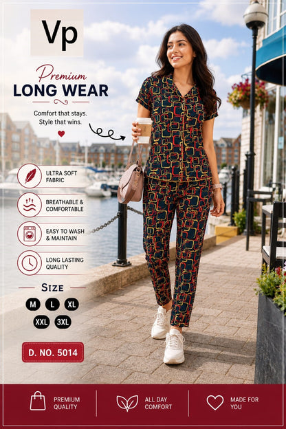 0806 Design 5014 Vp Cotton Collar Night Suits Manufacturer