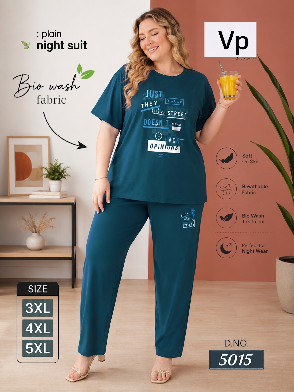 0806 Design 5015 Vp Biowash Pyjama Night Suits Supplier