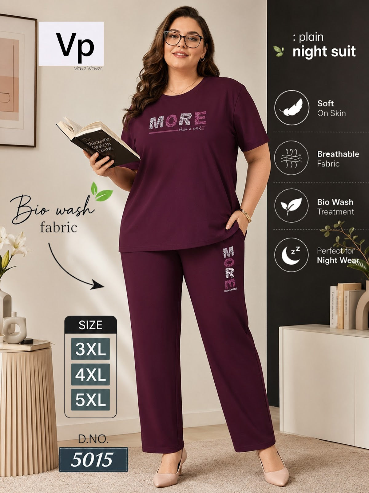 0806 Design 5015 Vp Biowash Pyjama Night Suits Supplier