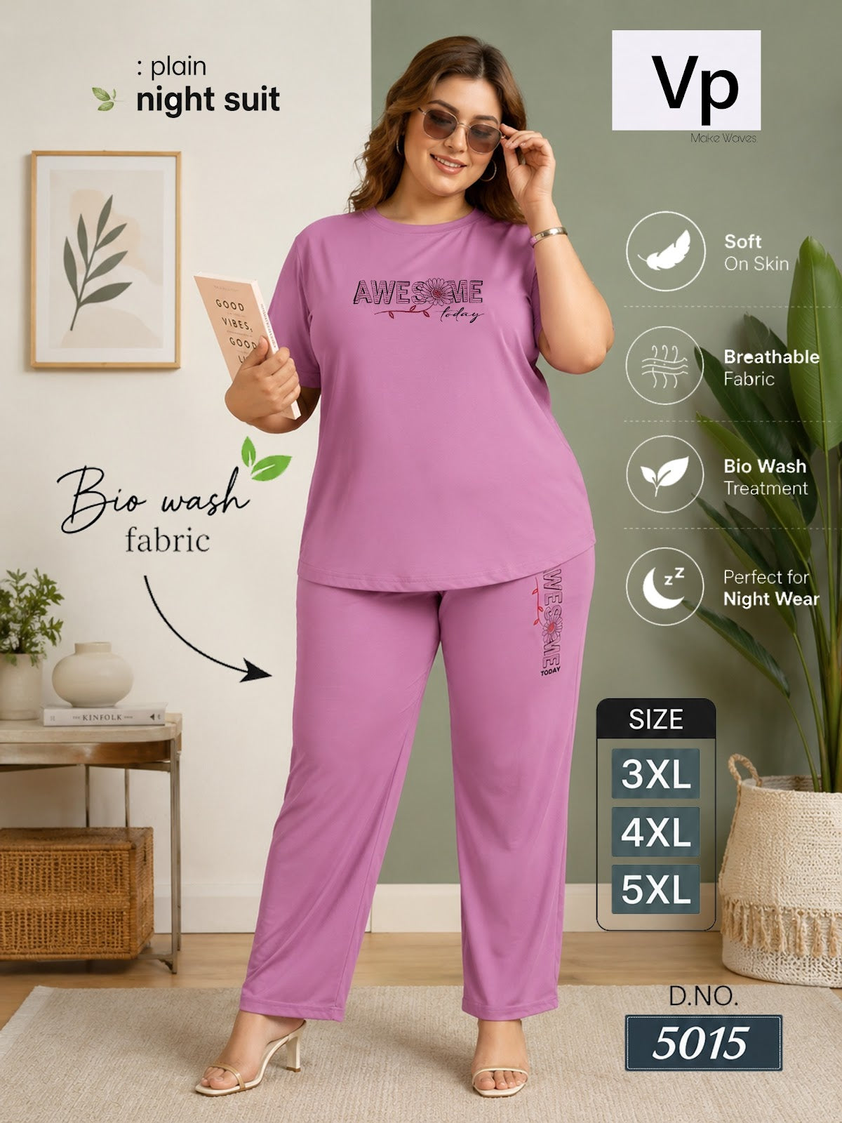 0806 Design 5015 Vp Biowash Pyjama Night Suits Supplier