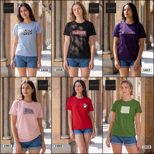 1-2 Sleeves 3107 Skager Cotton Women Tshirt Supplier India