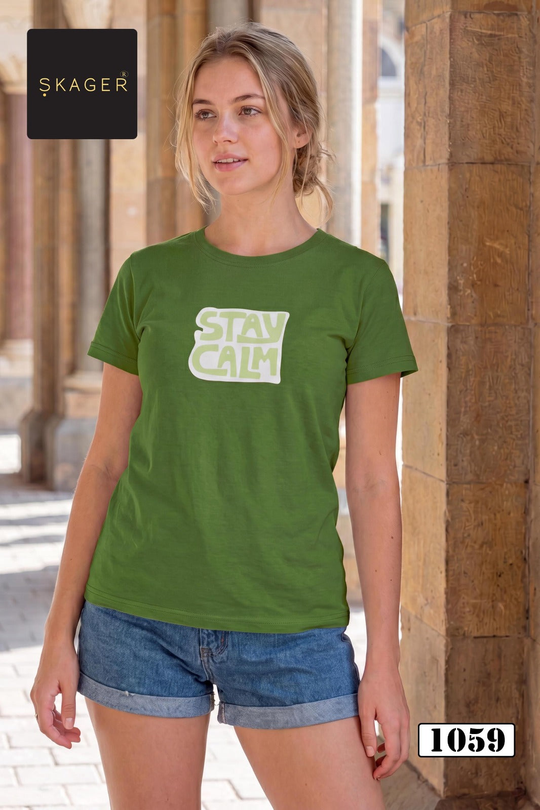 1-2 Sleeves 3107 Skager Cotton Women Tshirt Supplier India