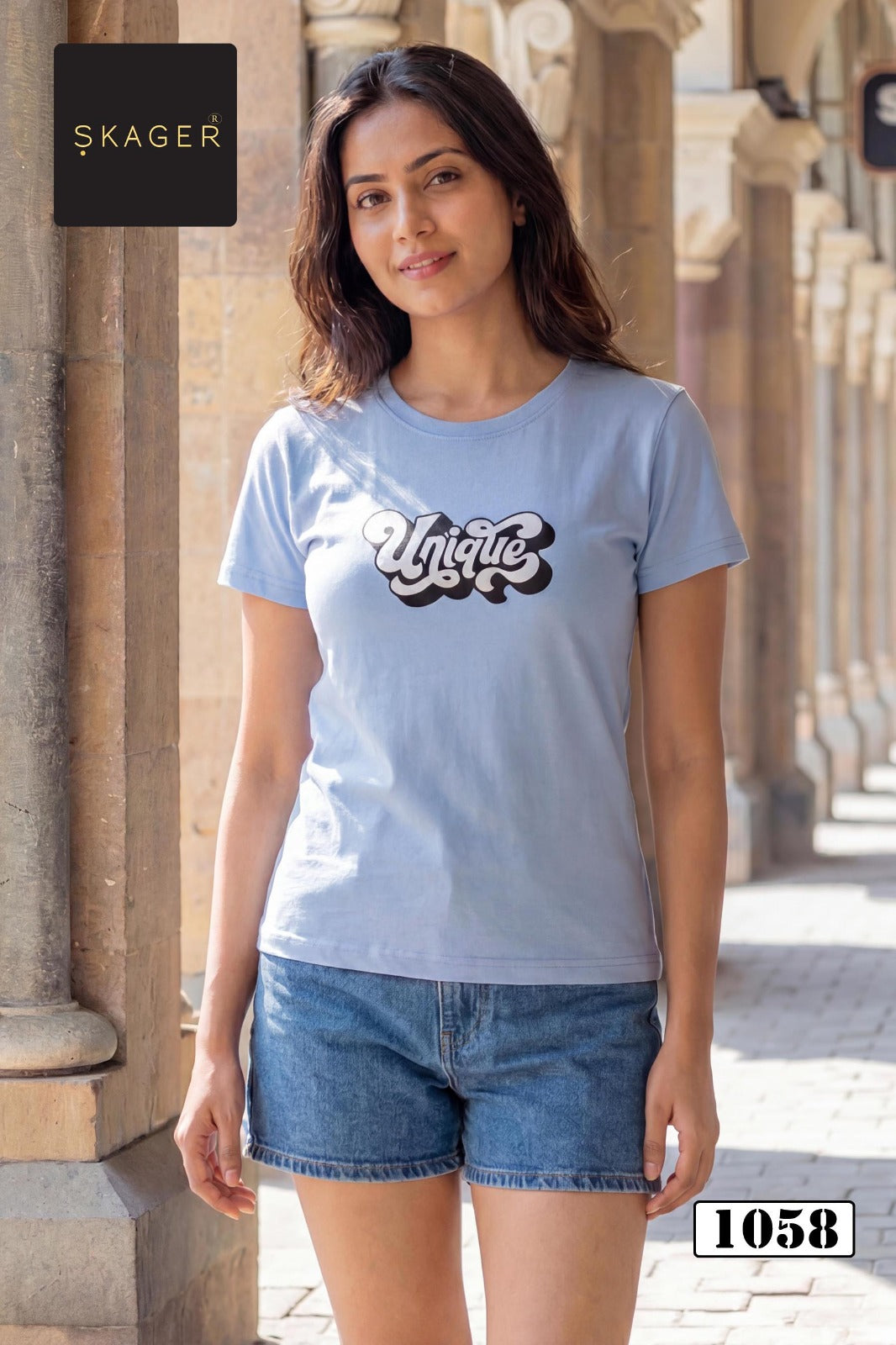1-2 Sleeves 3107 Skager Cotton Women Tshirt Supplier India