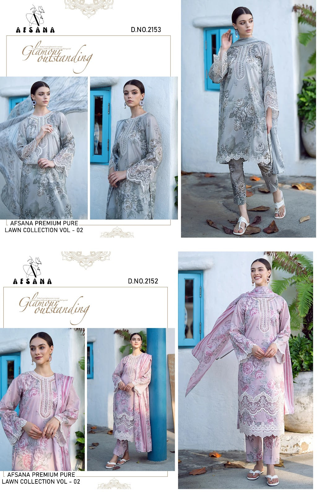 Premium Pure Lawn Collection Vol 2 Afsana Karachi Readymade Suits Manufacturer Ahmedabad