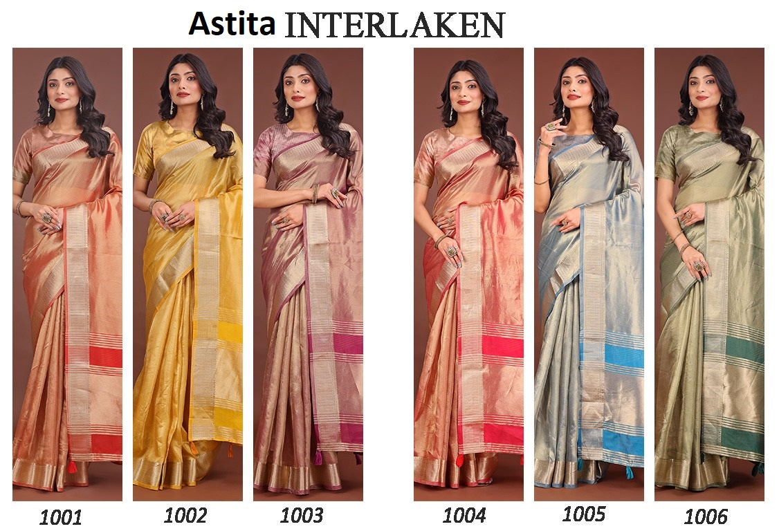 1001-1006 Interlaken Astita Organza Sarees Wholesale Price