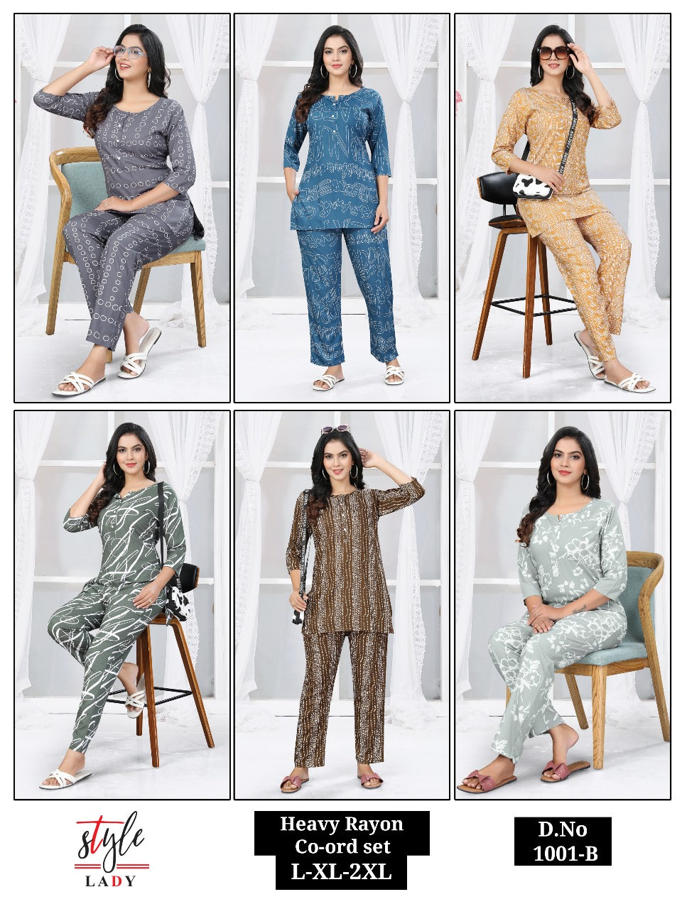 1001 B Ladys Heavy Rayon Co Ord Set Wholesaler India