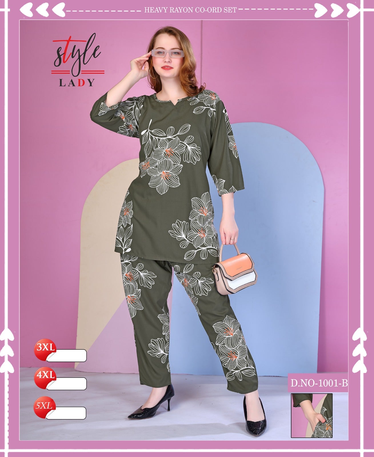 1001 B Plus Size Ladys Rayon Co Ord Set Supplier India