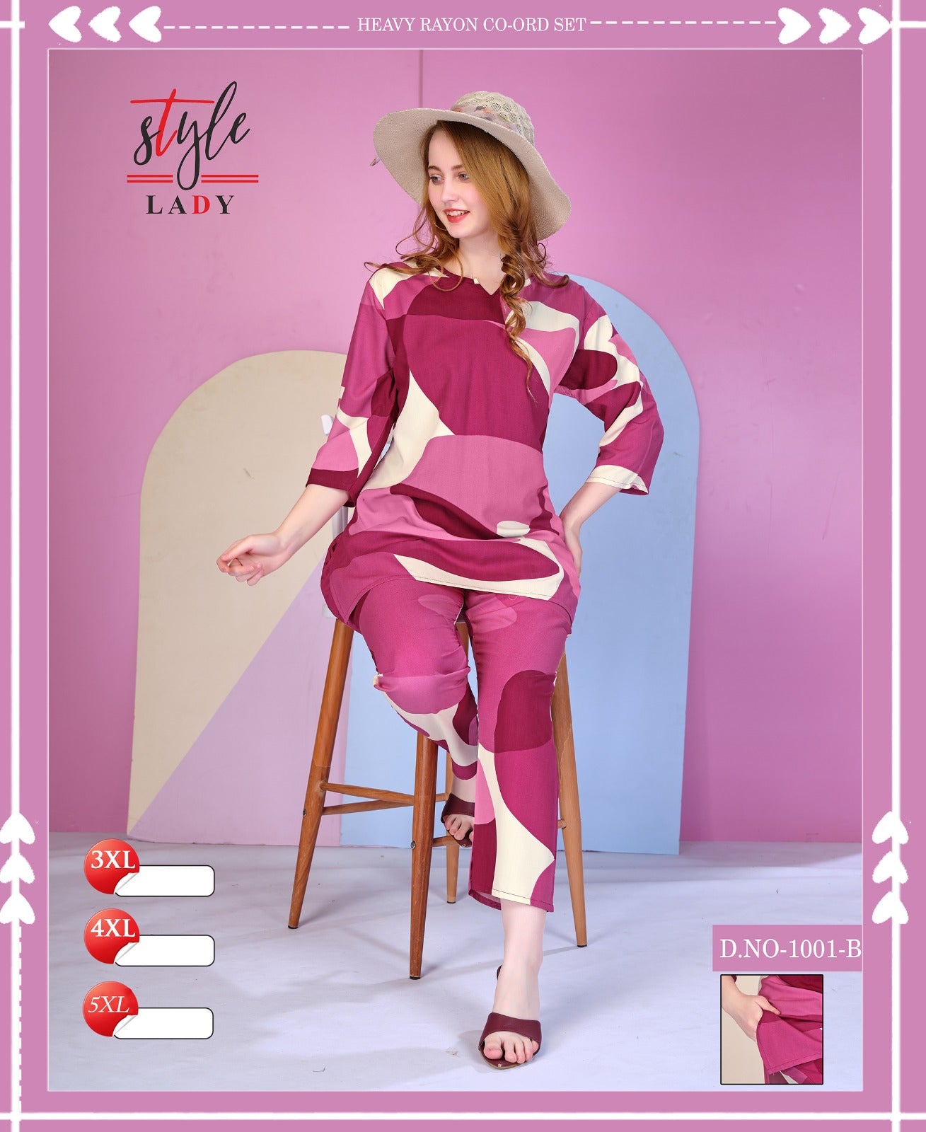 1001 B Plus Size Ladys Rayon Co Ord Set Supplier India