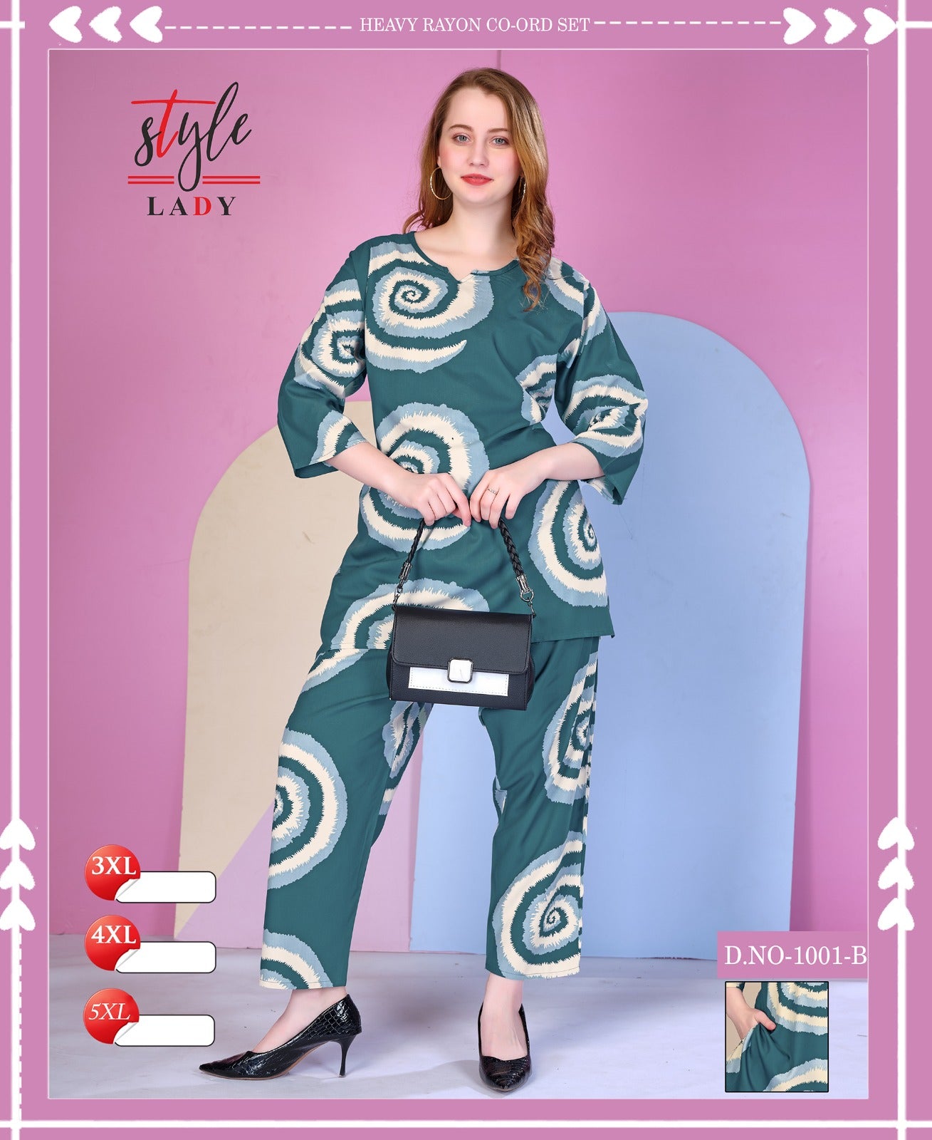 1001 B Plus Size Ladys Rayon Co Ord Set Supplier India