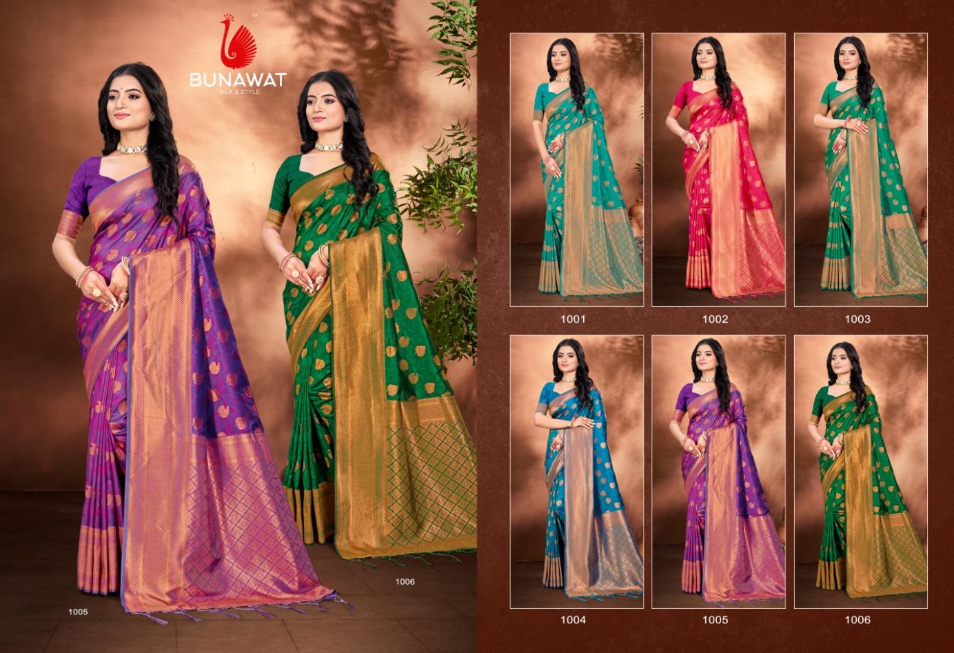 1001 To 1006 Pankhudi Silk Bunawat Silk Sarees Wholesale Price