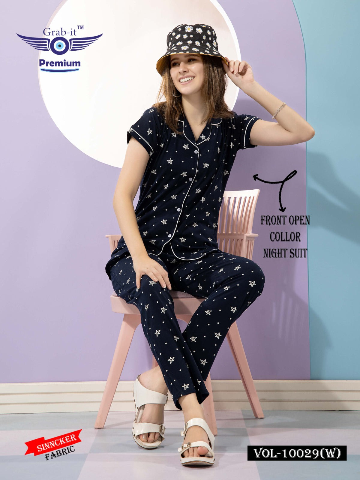 10029 W Grab It Sinker Collar Night Suits Wholesale