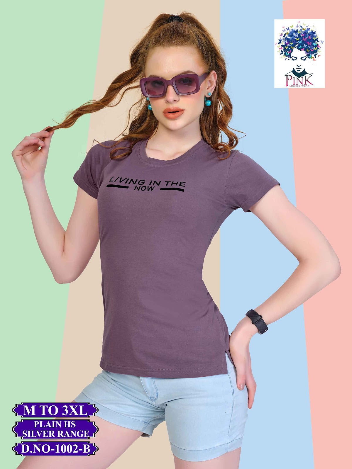 1002 B Pink Women Tshirt Wholesale Rate