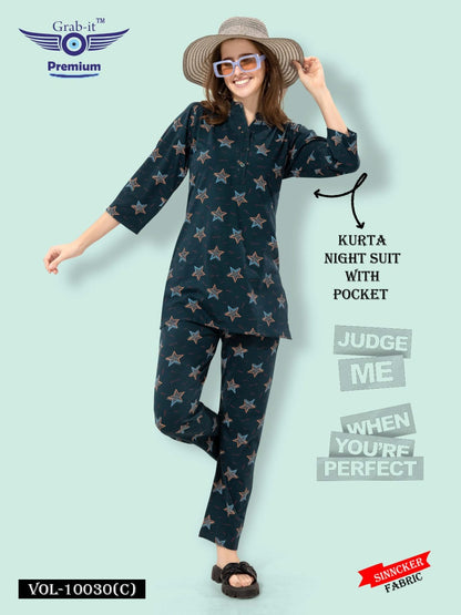 10030 C Grab It Sinker Kurta Night Suits Manufacturer Ahmedabad