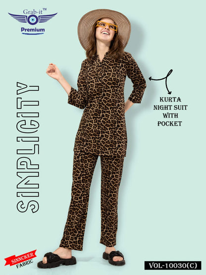 10030 C Grab It Sinker Kurta Night Suits Manufacturer Ahmedabad