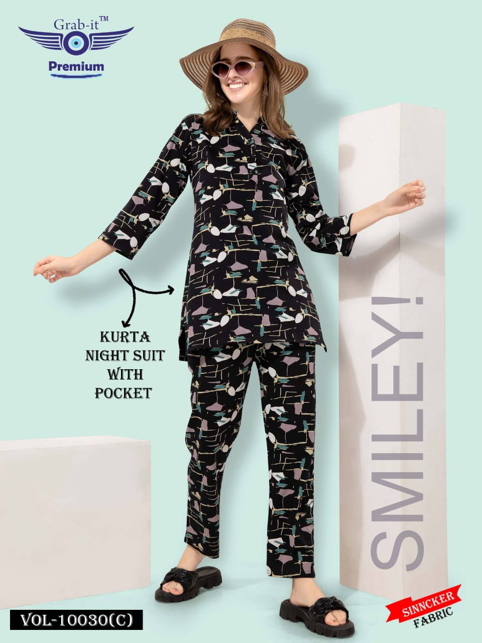 10030 C Grab It Sinker Kurta Night Suits Manufacturer Ahmedabad