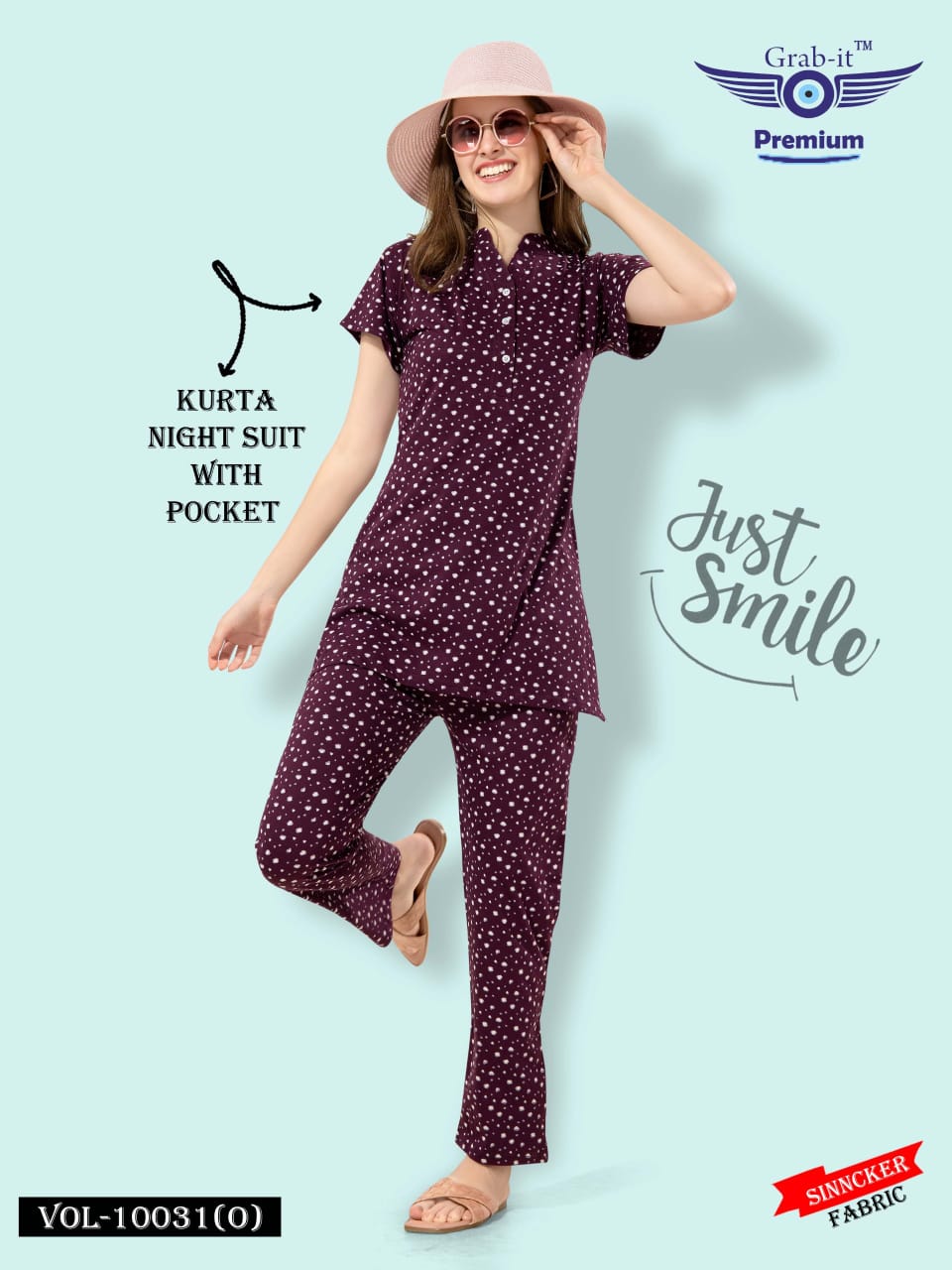 10031 O Grab It Sinker Kurta Night Suits Exporter Gujarat