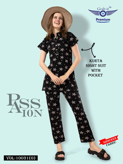 10031 O Grab It Sinker Kurta Night Suits Exporter Gujarat