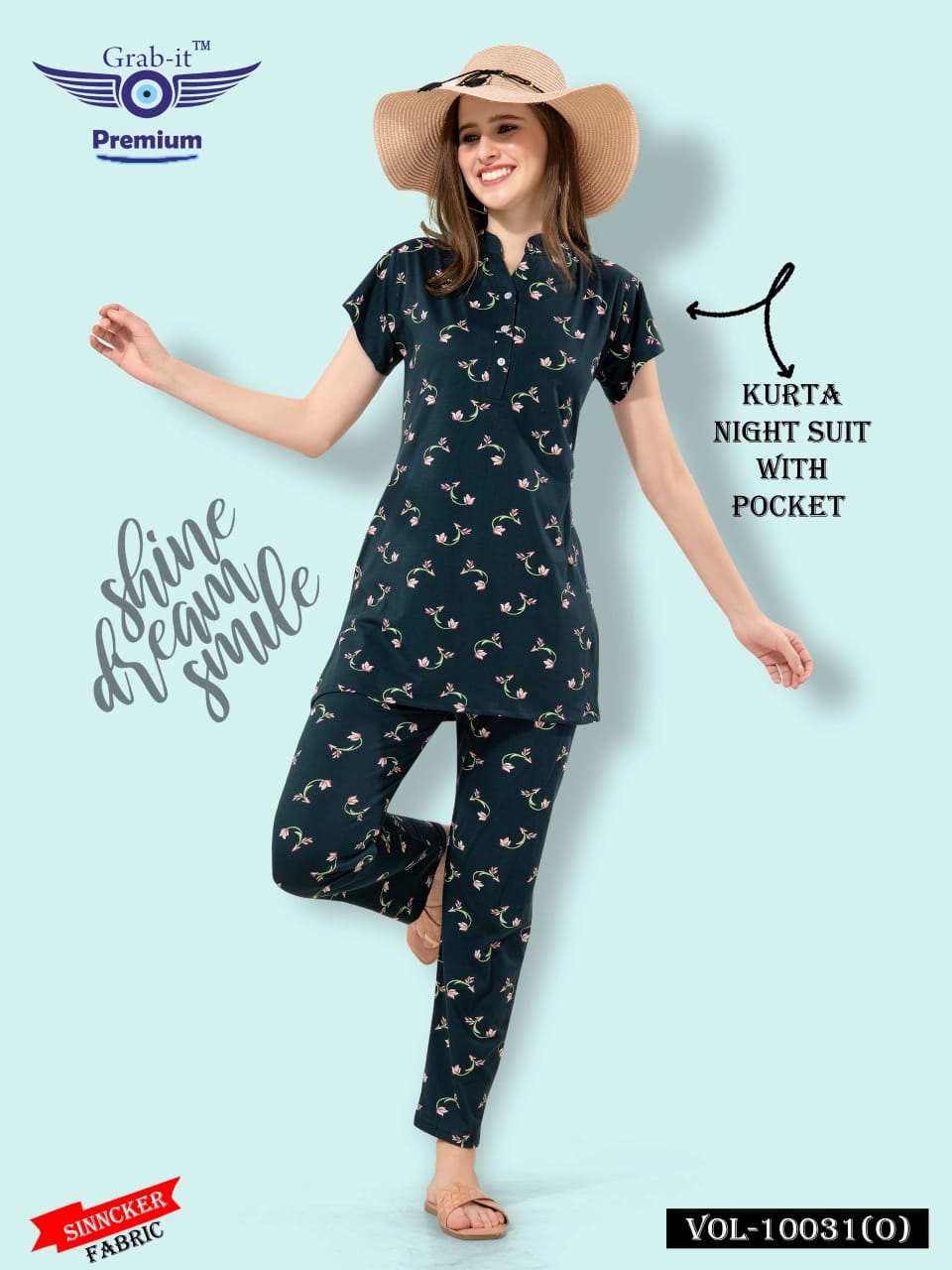 10031 O Grab It Sinker Kurta Night Suits Exporter Gujarat