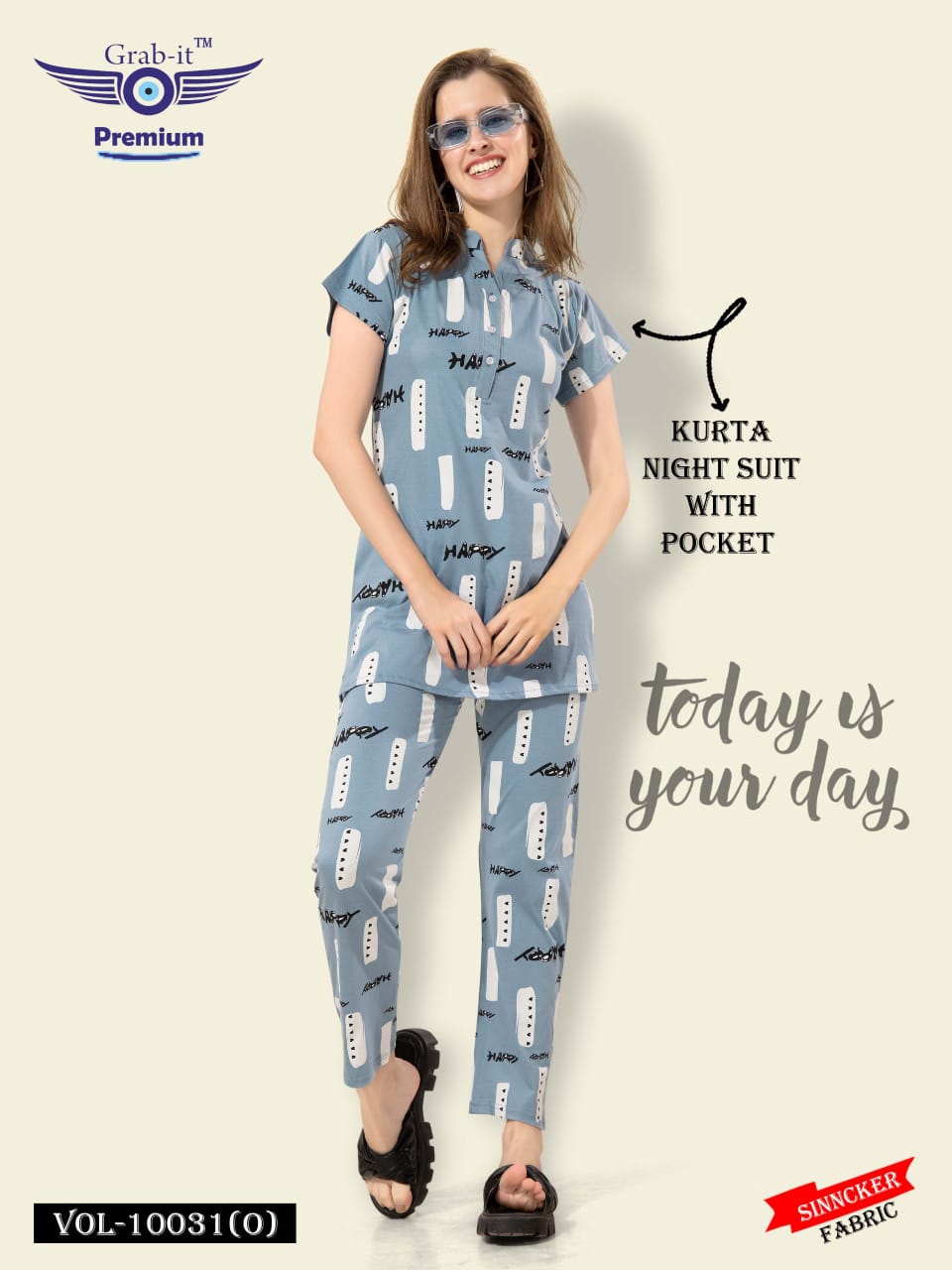 10031 O Grab It Sinker Kurta Night Suits Exporter Gujarat