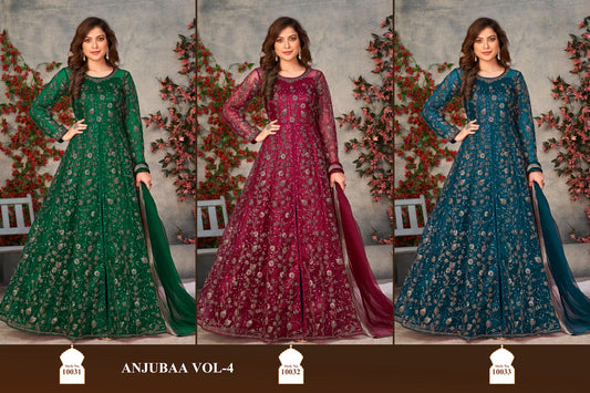10031 To 10033 Vol 4 Anjubaa Net Pakistani Salwar Suits Wholesaler Gujarat