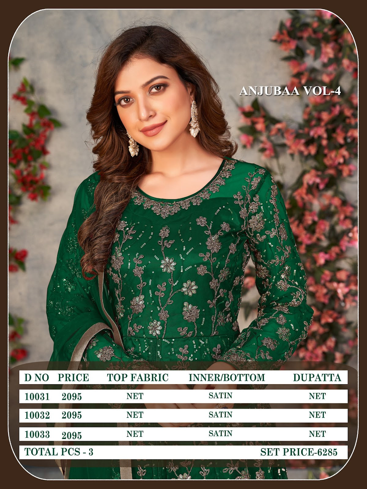 10031 To 10033 Vol 4 Anjubaa Net Pakistani Salwar Suits Wholesaler Gujarat