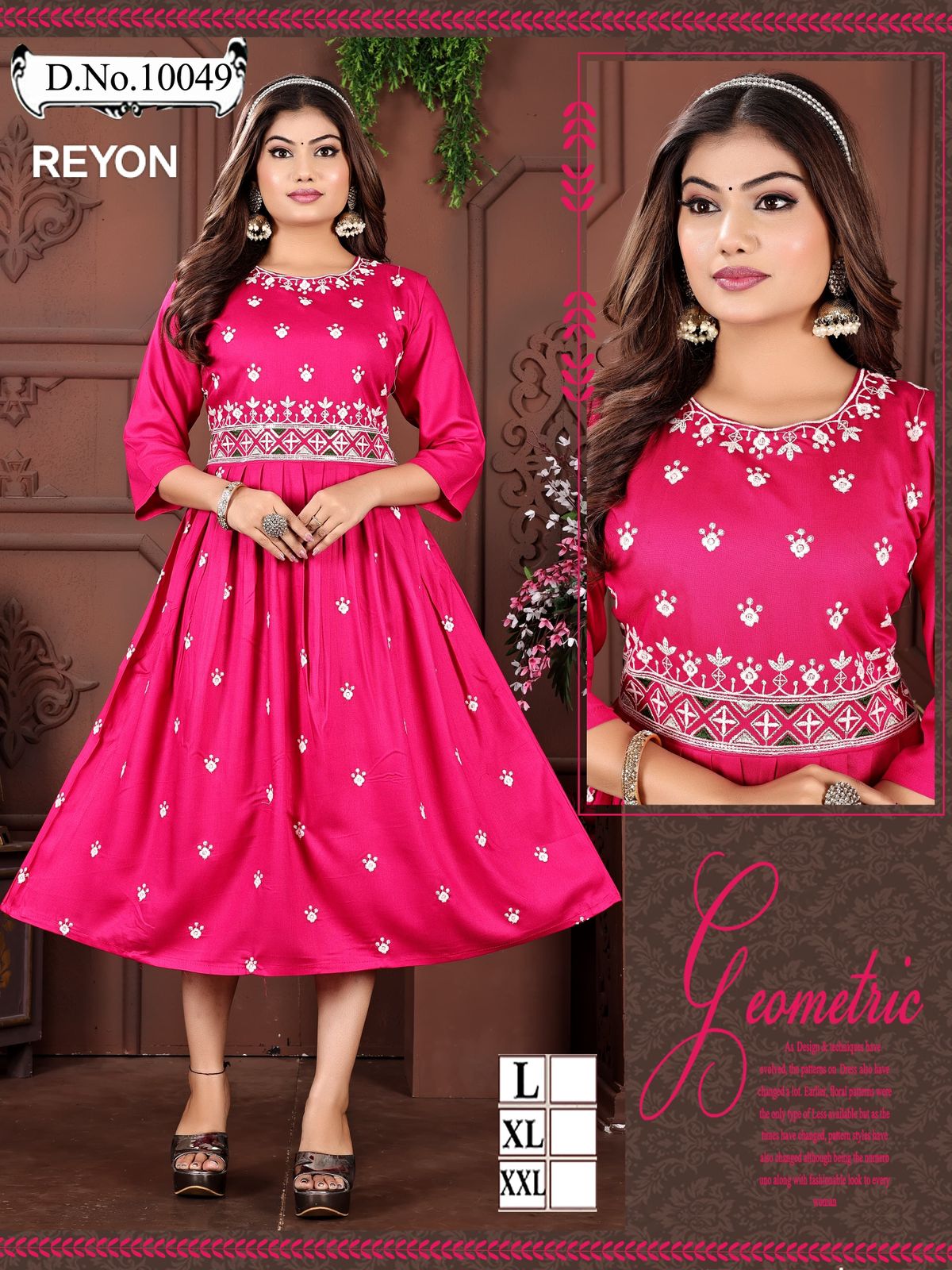 10041-10050 Mmc Reyon Anarkali Kurtis Supplier Gujarat