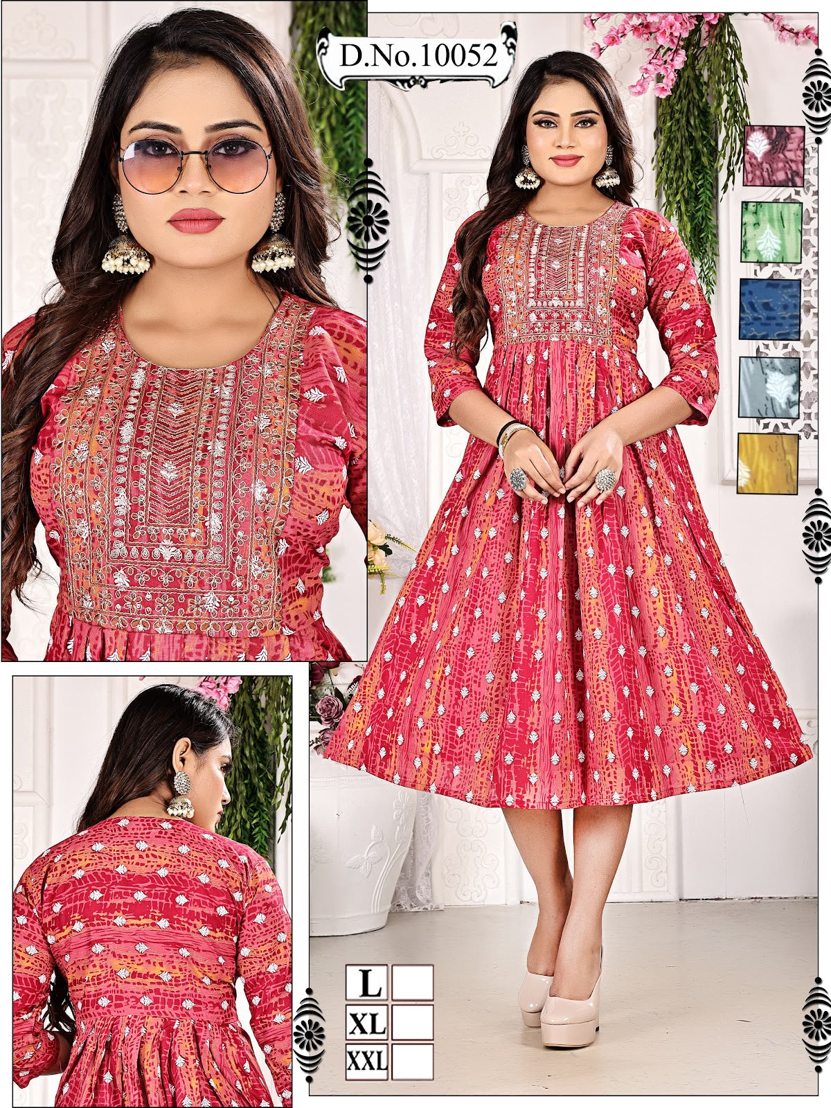 10051-10055 Mmc Reyon Anarkali Kurtis Exporter Gujarat