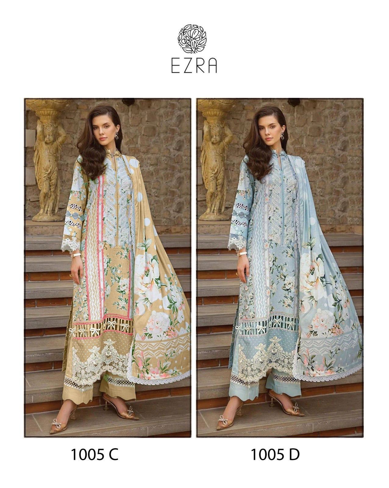 1005 Cd Ezra Cotton Pakistani Patch Work Suits Manufacturer Gujarat