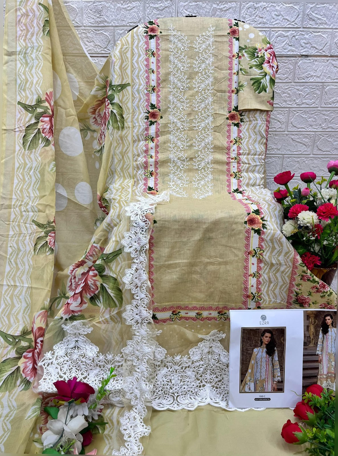1005 Cd Ezra Cotton Pakistani Patch Work Suits Manufacturer Gujarat
