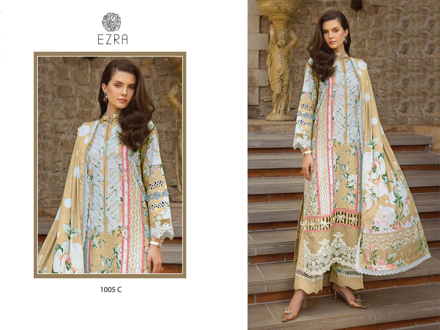 1005 Cd Ezra Cotton Pakistani Patch Work Suits Manufacturer Gujarat