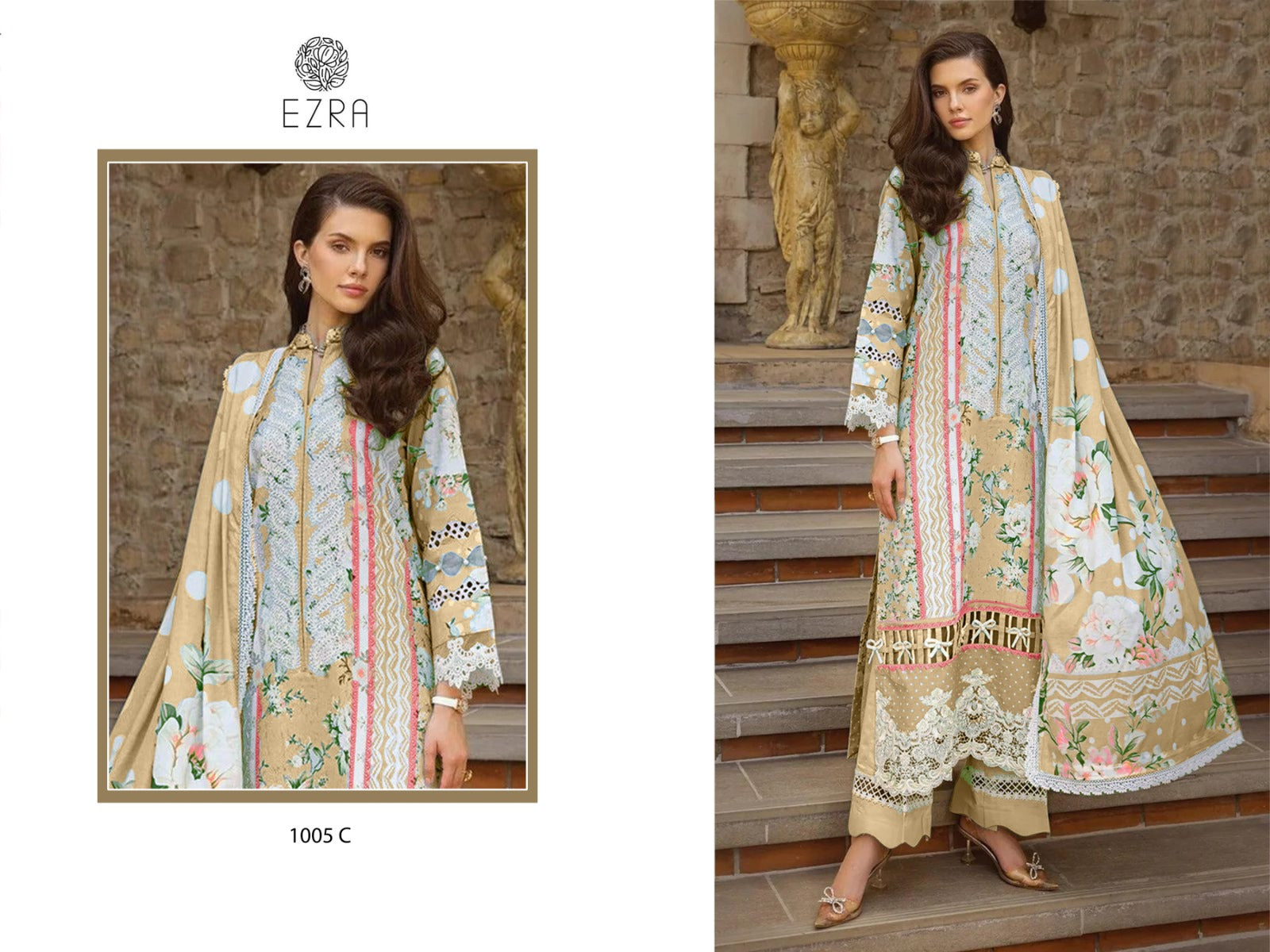 1005 Cd Ezra Cotton Pakistani Patch Work Suits Manufacturer Gujarat