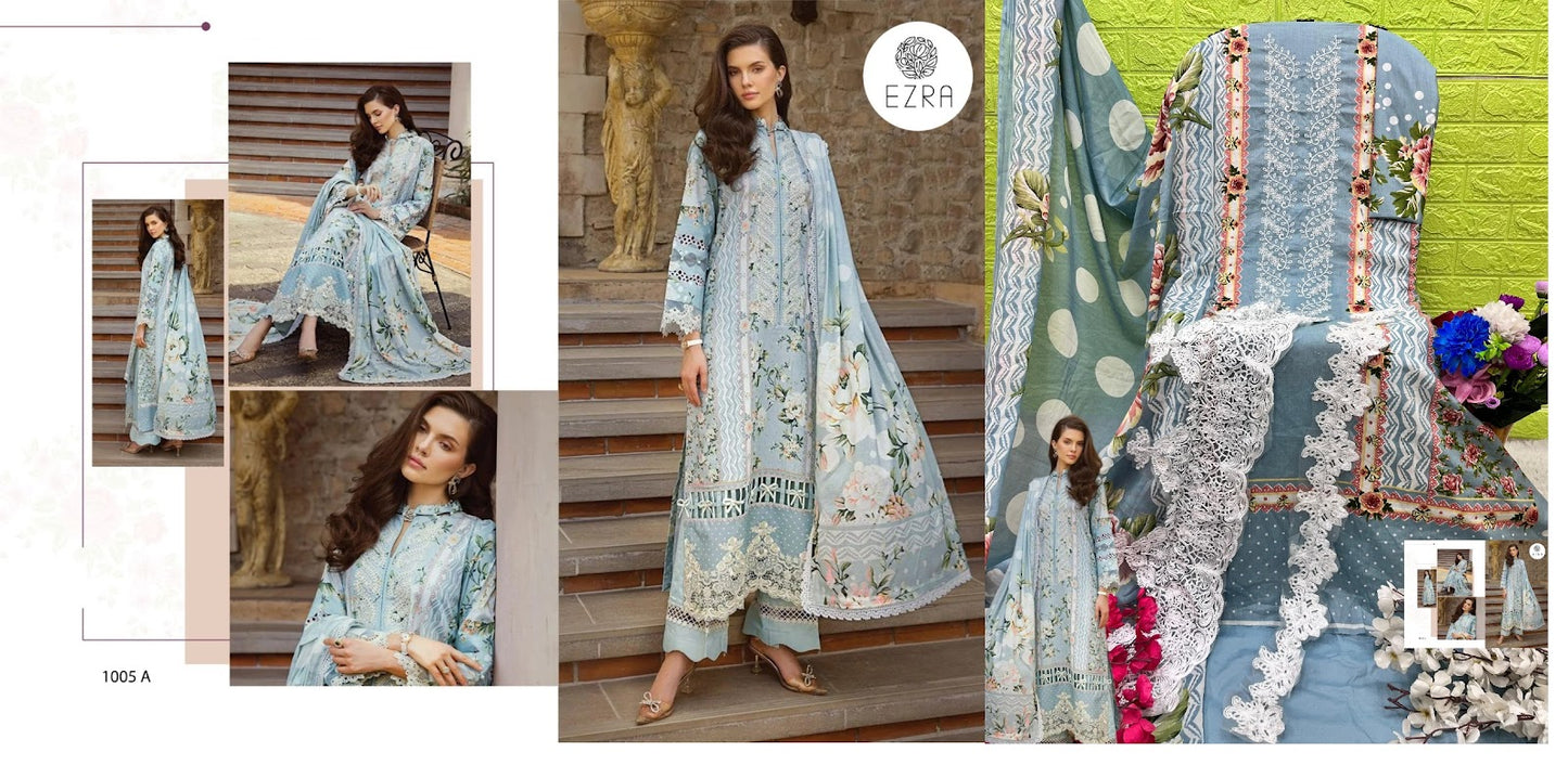 1005 Ezra Cotton Pakistani Patch Work Suits Wholesale Rate