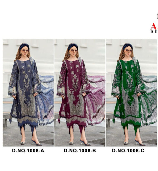 1006 Aasha Designer Pure Cotton Pakistani Patch Work Suits Manufacturer Ahmedabad