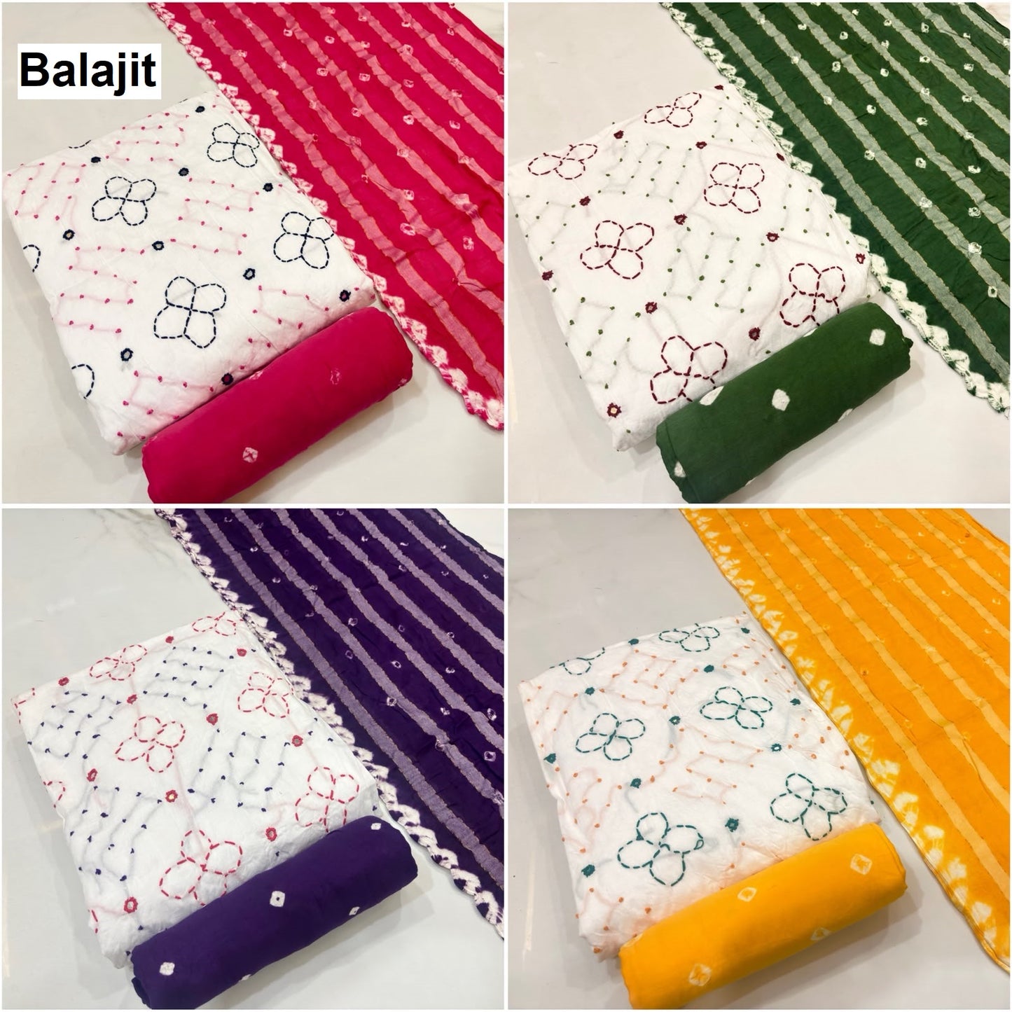 1007 White Special Vol 2 Balajit Satin Salwar Suits Manufacturer Ahmedabad