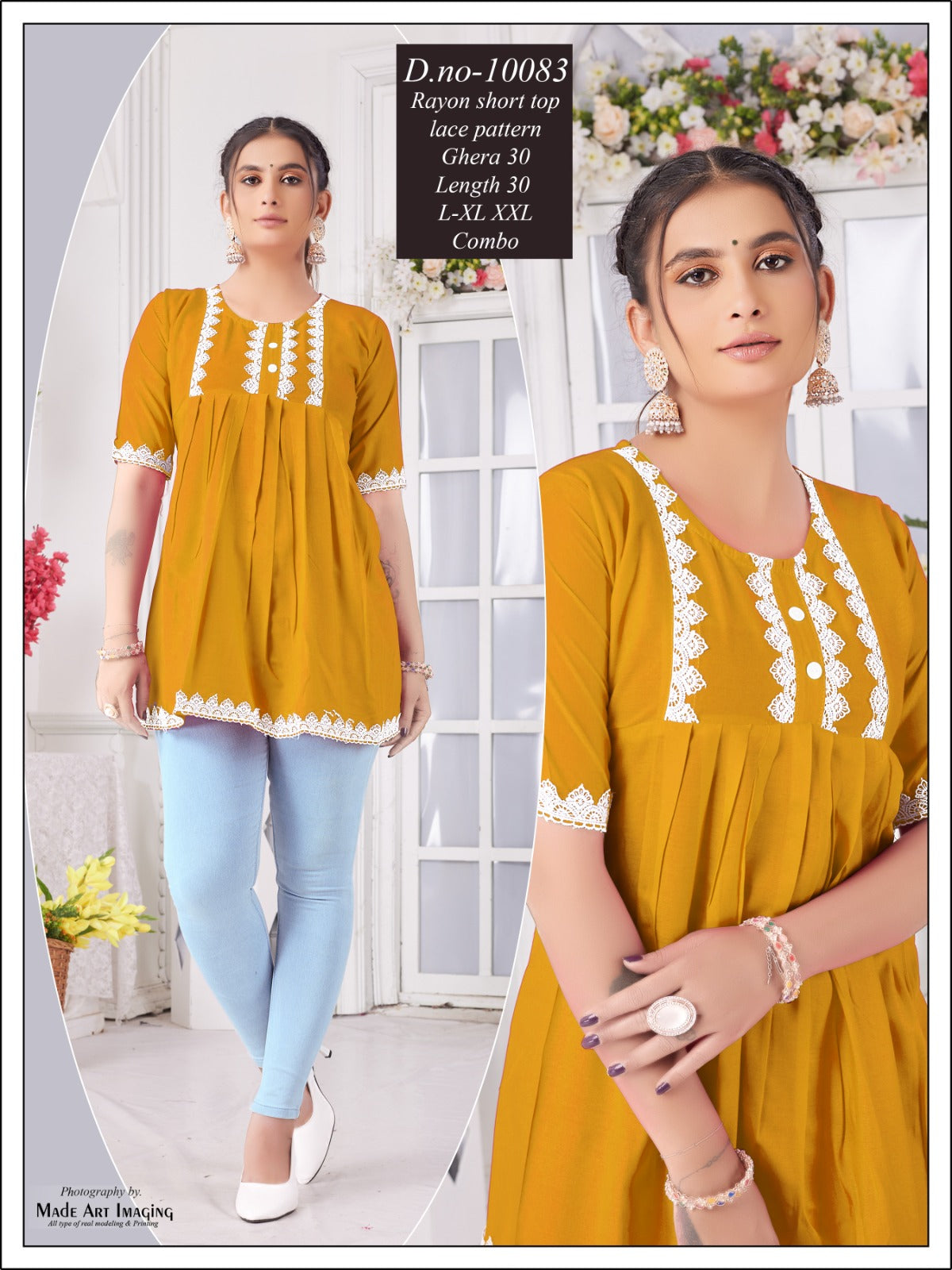 10083 Globe Rayon Fancy Tops Exporter Gujarat