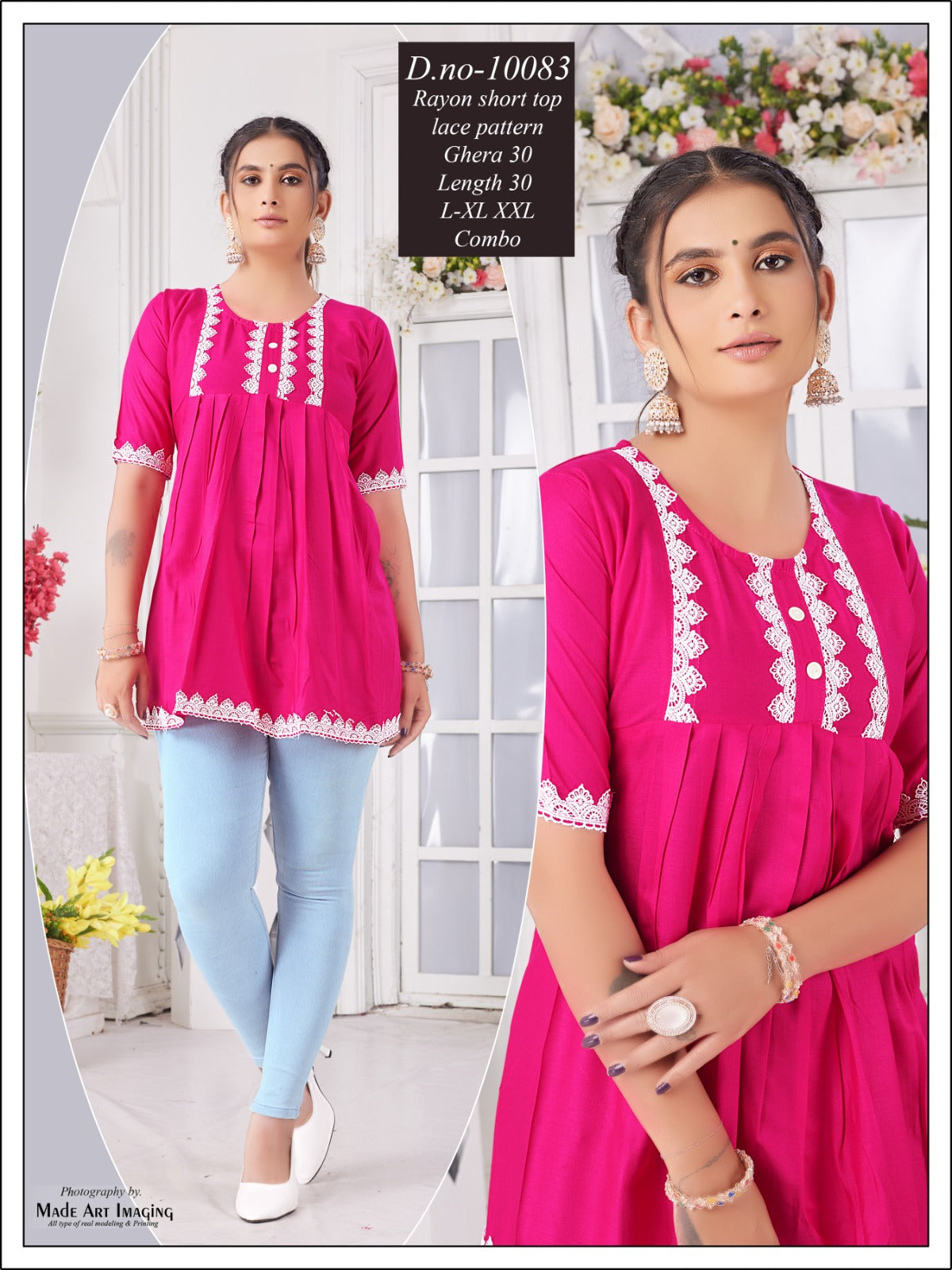 10083 Globe Rayon Fancy Tops Exporter Gujarat