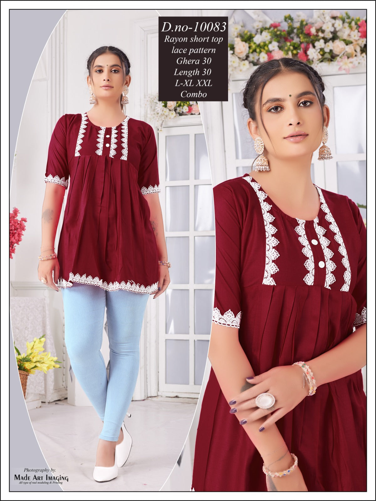 10083 Globe Rayon Fancy Tops Exporter Gujarat